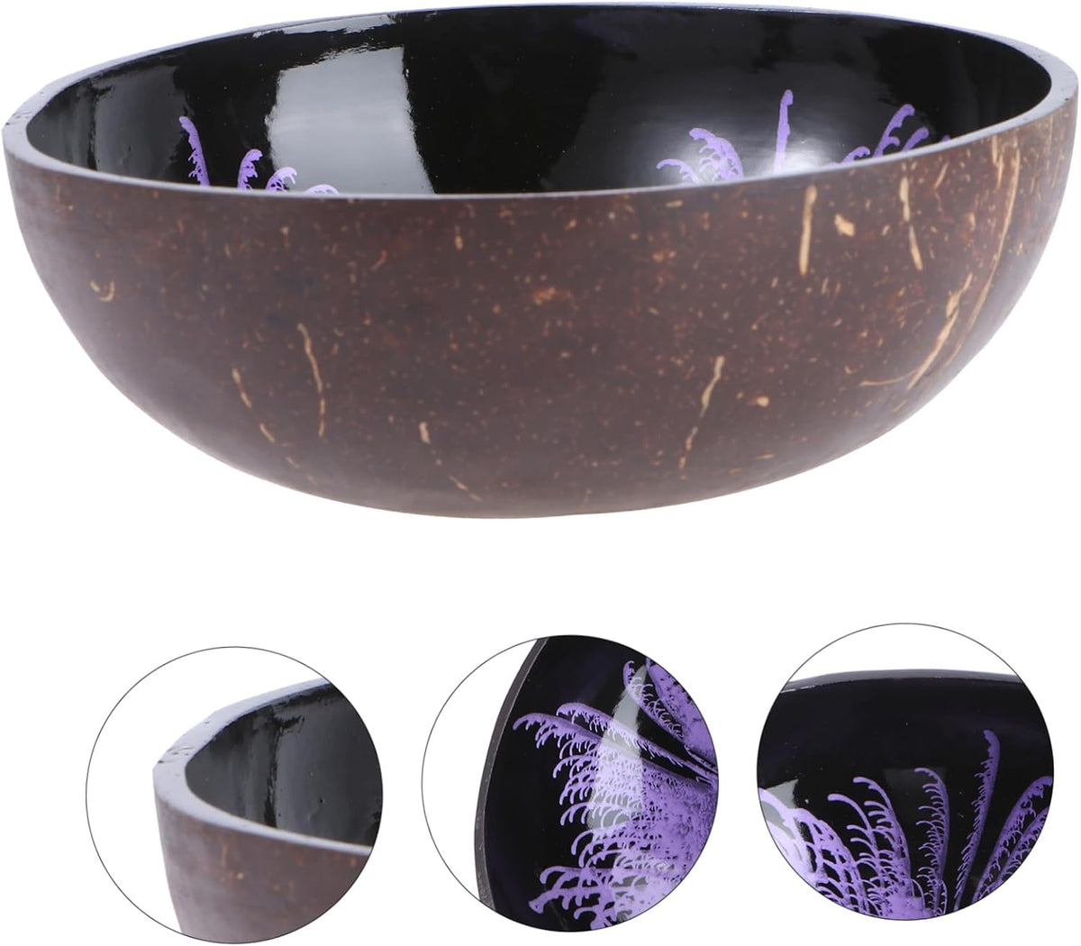 Natural Coconut Shell Bowl Handcrafted Storage Bowl for Candy Nuts and Fruits Decorative Key Keeper and Lightweight Design Pattern