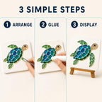 DIY Sea Glass Art Kit, Mosaic Craft Kit with Board, Stand and Glue (Type A) Sea glass art kit with board, stand, tweezers, instructions and glue stick for creating an ocean-inspired display.