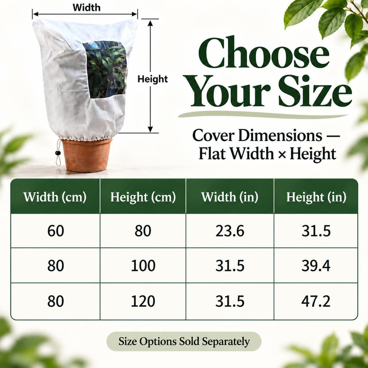 Plant Frost Protection Covers with Viewing Window, Drawstring (80 * 100cm*2,White)
