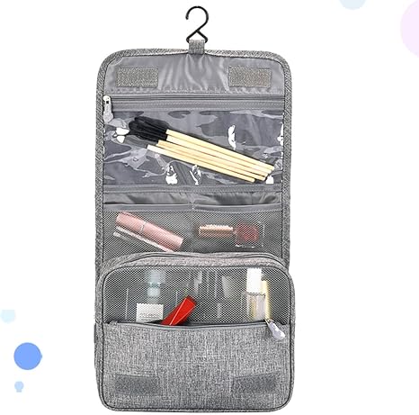 Hanging Toiletry Bag, Travel Organizer Multifunctional Large Capacity 300d Oxford Cloth, Zipper Closure, Built-in Plastic Hook and Hand Strap Multiple Compartments