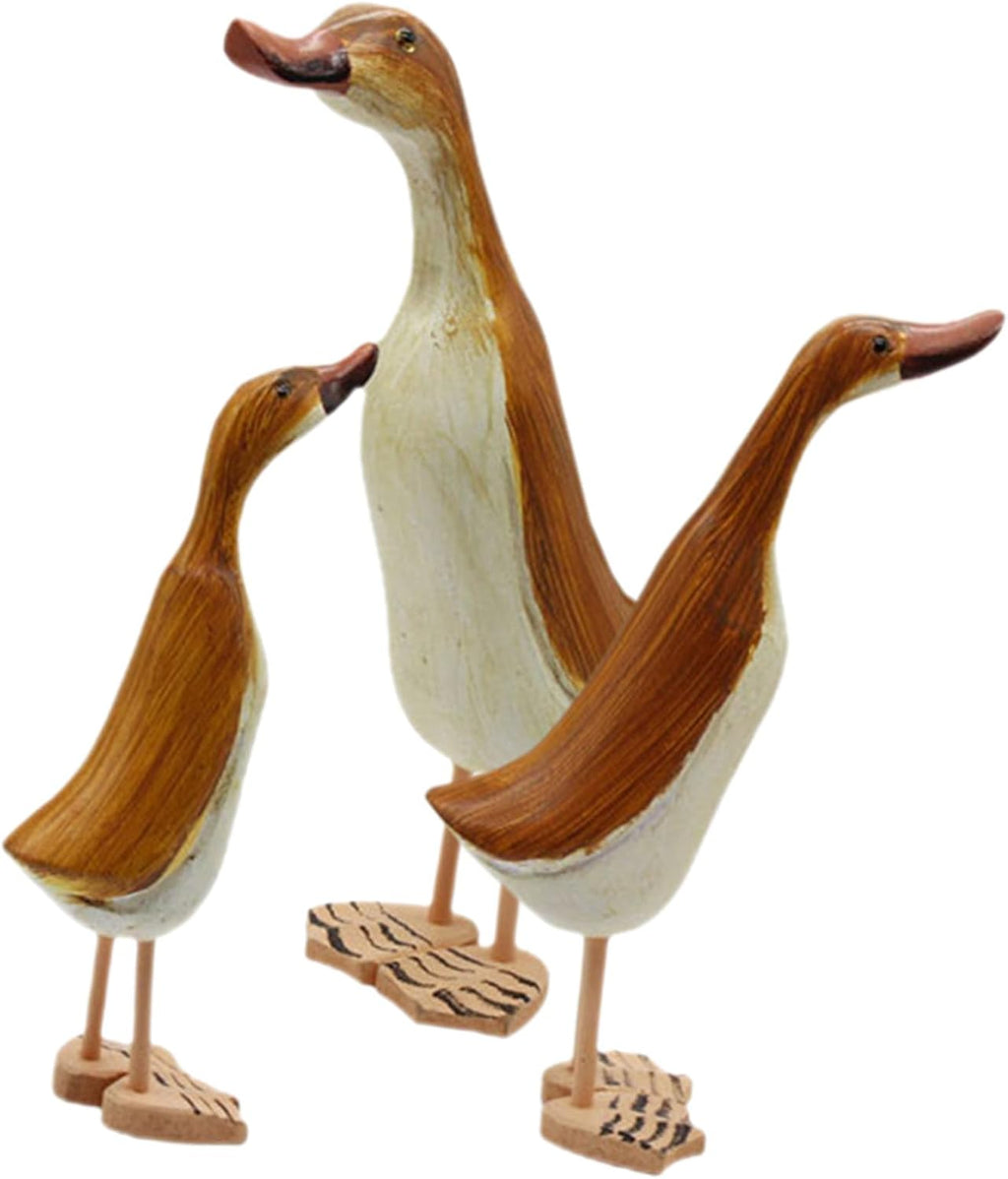3pcs Wood Duck Figurine Statue, Tabletop Decor for Office Smooth Edges, Comfortable Touch, Safe to Use, Simple Cute Style, Living Room Display