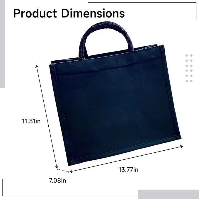 Art Portfolio Tote Bag, Large Canvas Handbag for Artists, 30 x 35 x 18 cm Storage Organizer with Embroidery