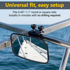 Boat Rear View Mirror, Upgrade Marine Mirror with 300° Curved Surface, 8" W x 4.5" H Boat Mirrors,Marine Mirror for Ski Boats Pontoon Boats Water Skiing Sports Wakeboarding Surfing