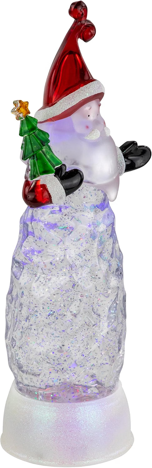 LED Lighted Santa Acrylic Christmas Snow Globe - 12"