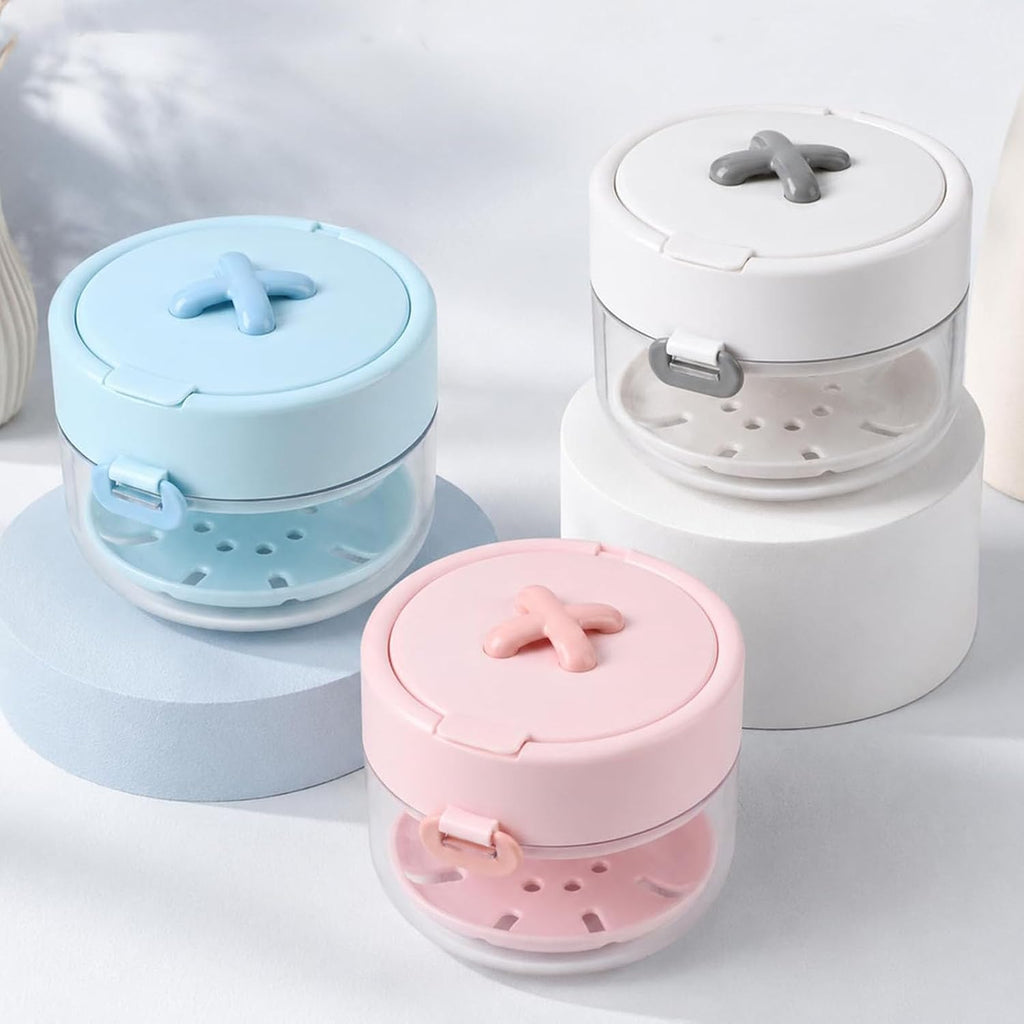 Retainer Cleaner Case Travel Storage Box With Drain Tray (3 Pcs) Stores And Soaks Retainers Safely For Daily Cleaning At Home Or While Traveling