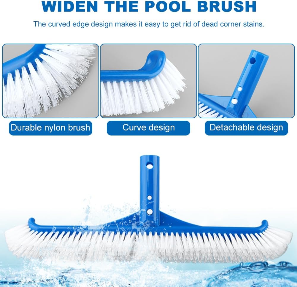 Pool Skimmer Net, Swimming Pool Cleaning Kit, Vacuum Cleaner Bottom Brush Mesh Leaf Bag Semi-deep Skimmer Net & Adjustable 47-61in Pole