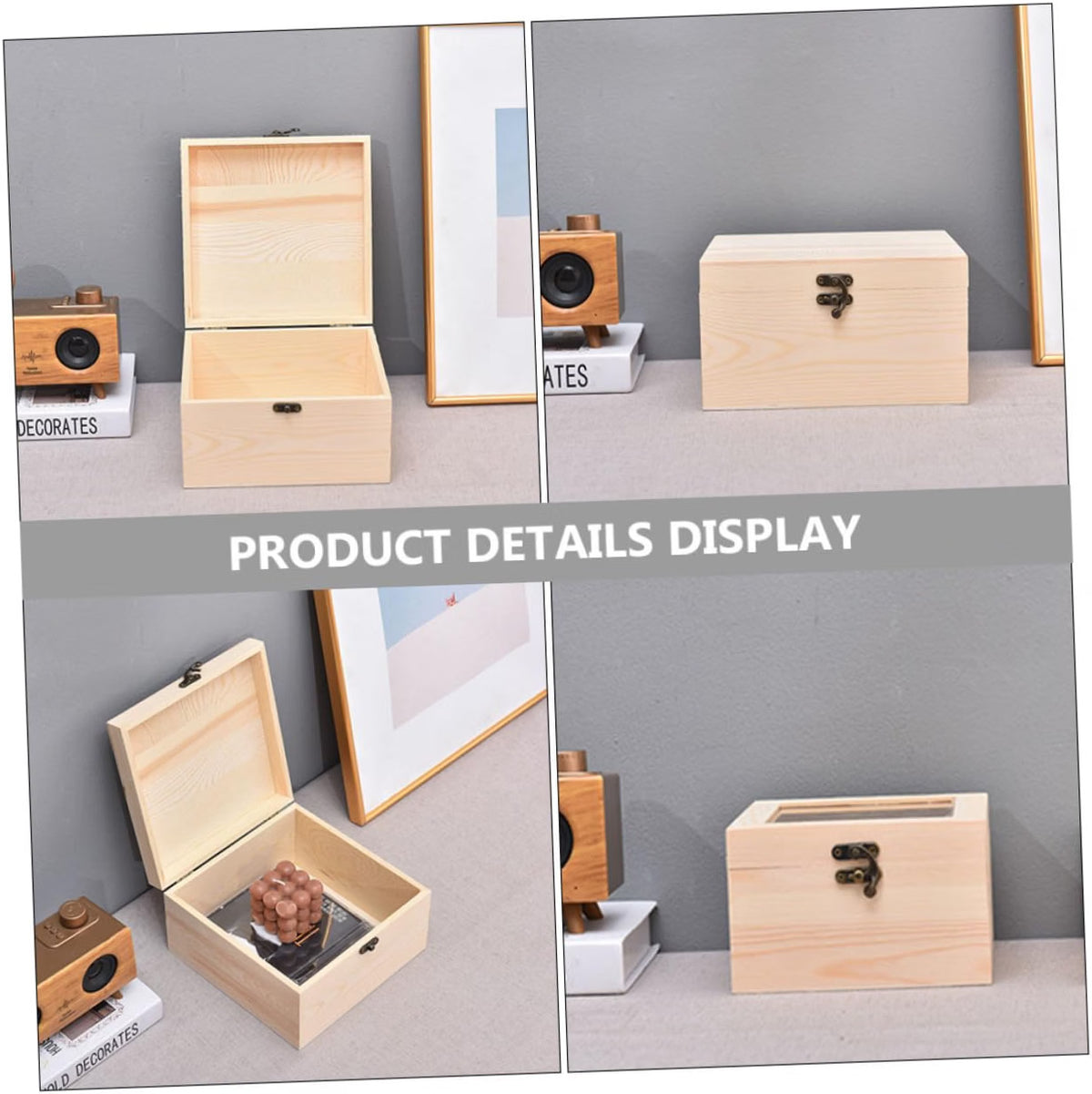 Rustic Wooden Jewelry Box for Diamonds and Pendants, Beige Wear-resistant Organizing Display, Home Bedroom Use, No Burrs Finish, Delicate Decorative Storage