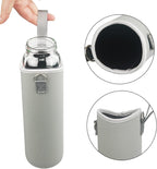 32 oz Borosilicate Glass Water Bottle with Straw, Time Marker & Bamboo Lid