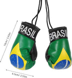 Brazil Flag Mini Boxing Gloves Keychain Pair Hanging Decor PVC Cotton Build, for Bags and Keys, Patriotic Style, Fine Workmanship, 1 Pair Set
