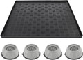 Mini Fridge Silicone Mat with 4 Base Raisers, 23" x 23" x 0.79" Mini Fridge Drip Tray, Refrigerator Carpets Floor Protector, for Washing Machines, Air Conditioner, Dishwashers