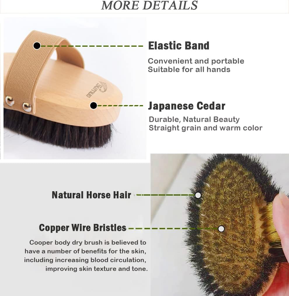 Copper Body Brush, Ion Dry Brush for Smoother Skin & Relaxation