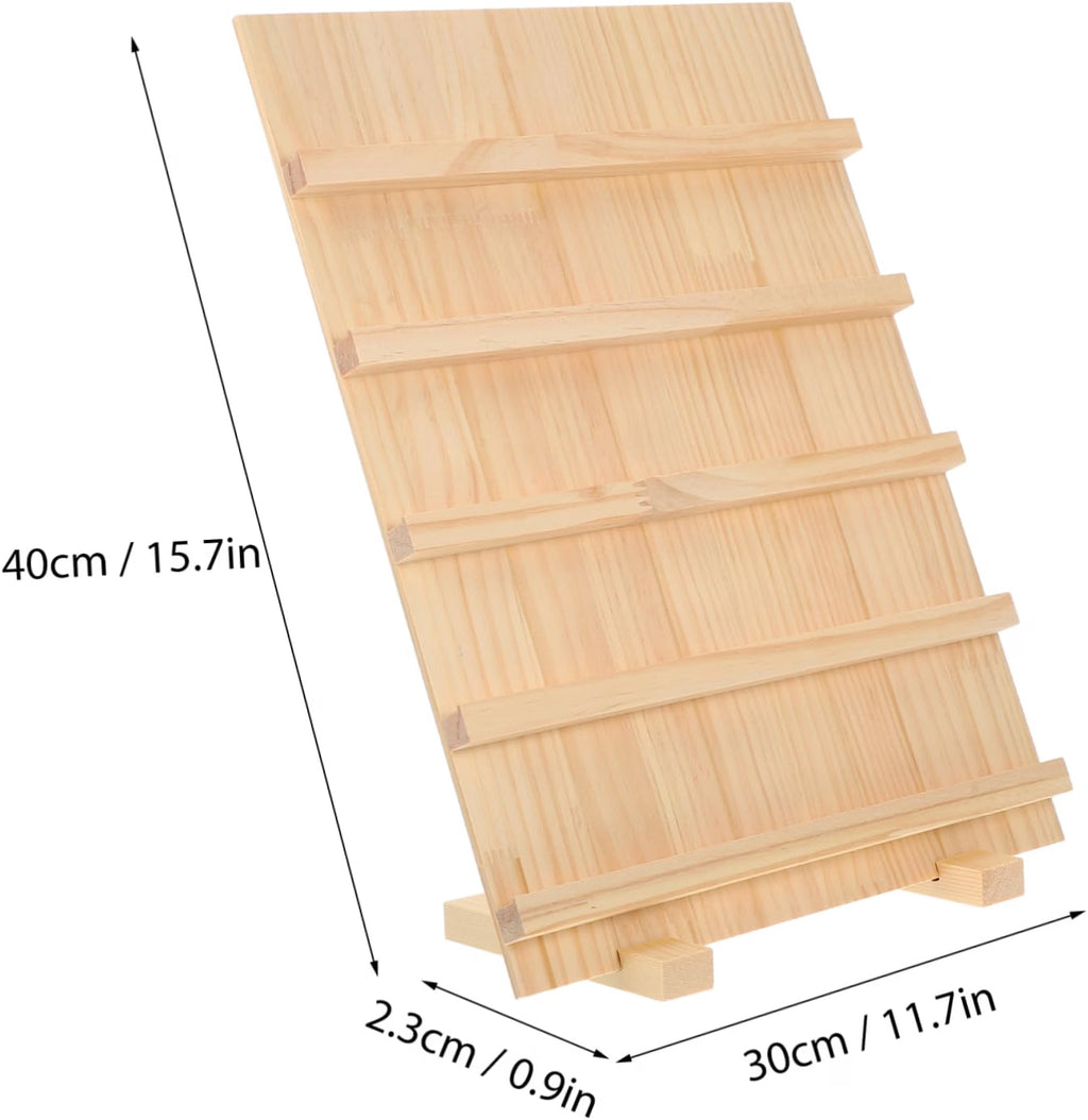 Five Layer Wooden Jewelry Display Stand with Base for Earrings Beige Wood Build, Tiered Layout for Retail and Exhibitions, Visibility, Space Saving Design