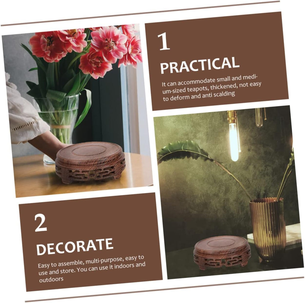 Wood Base Small Vase Stand Modern Home Decor Vase Display Rack for Indoor Plants