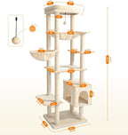 Made4Pets 71" Tall Cat Tree, Multi-Level Tower with Condo, Hammocks & Perches
