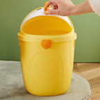 Cute Chick Shaped Small Trash Can with Lid for Office Desk PP Plastic Build, Compact Yellow Design, Keeps Tissues and Wrappers Tidy in Playrooms