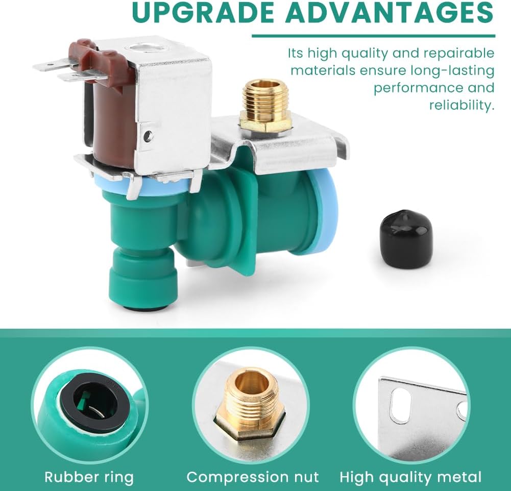 W10238100 Refrigerator Water Inlet Valve, Compatible with W10498992, WPW10238100, IMV-8100, K-77473, S-86-QC-n, Kenmore, 20W Durable Upgrade for Ice Maker, Water Dispenser Issue