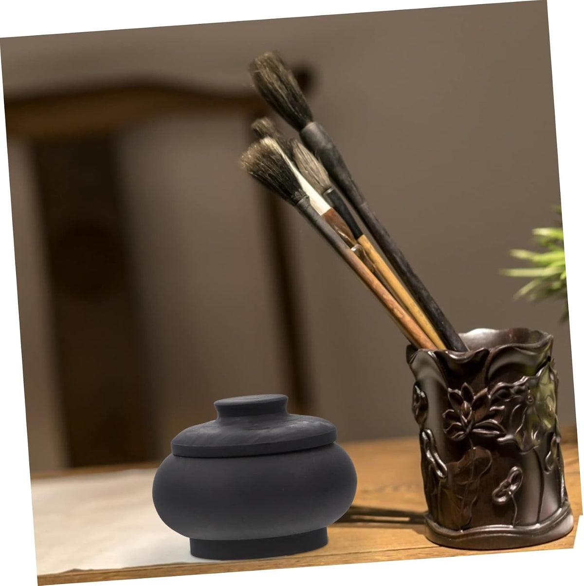 1Pc Mini Calligraphy Inkstone Practical Ink Grinding for Chinese Calligraphy and Painting Ink Container for Artists and Beginners