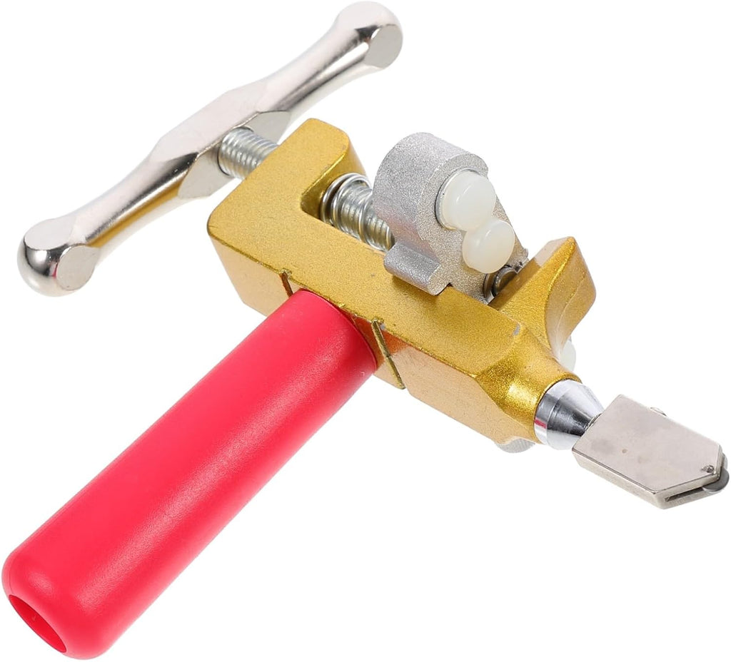 Professional Roller Glass Cutter for Tile and Mirror Home Use Plastic Alloy Build, Integrated Cutting Tool, Non Slip Ergonomic Handle, Golden Finish, Home Decoration Work