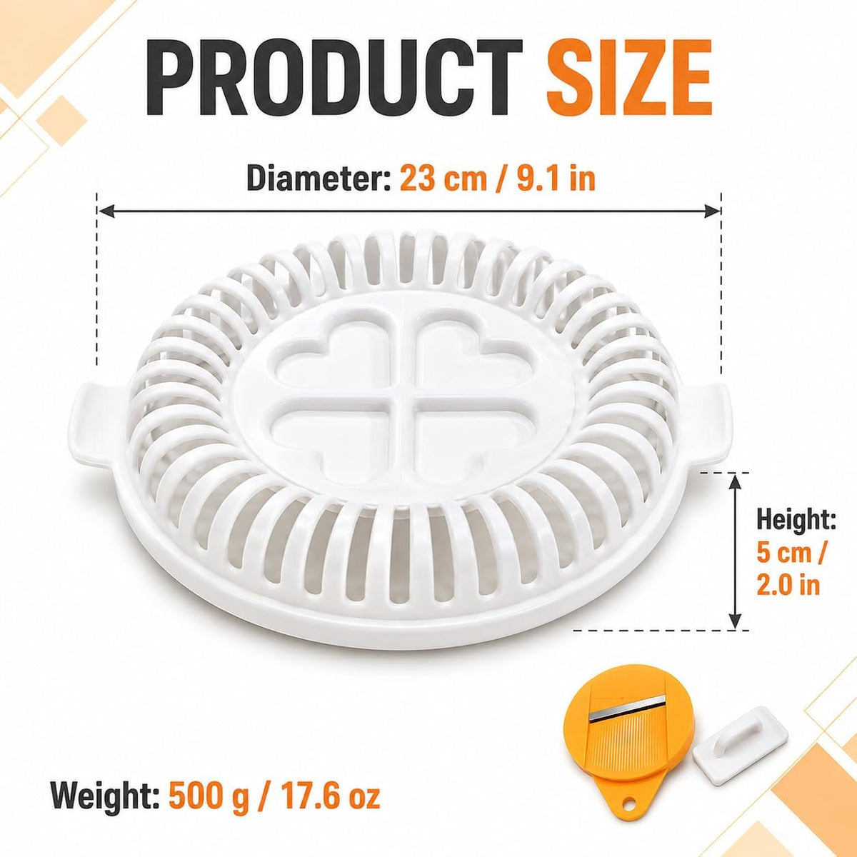 DIY Microwave Potato Chip Maker with Slicer Bowl Set, PP, 23 cm Microwave potato chip maker with slicer bowl set, made of PP and sized 23 cm diameter x 5 cm high for compact DIY snack prep.