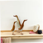 3pcs Wood Duck Figurine Statue, Tabletop Decor for Office Smooth Edges, Comfortable Touch, Safe to Use, Simple Cute Style, Living Room Display