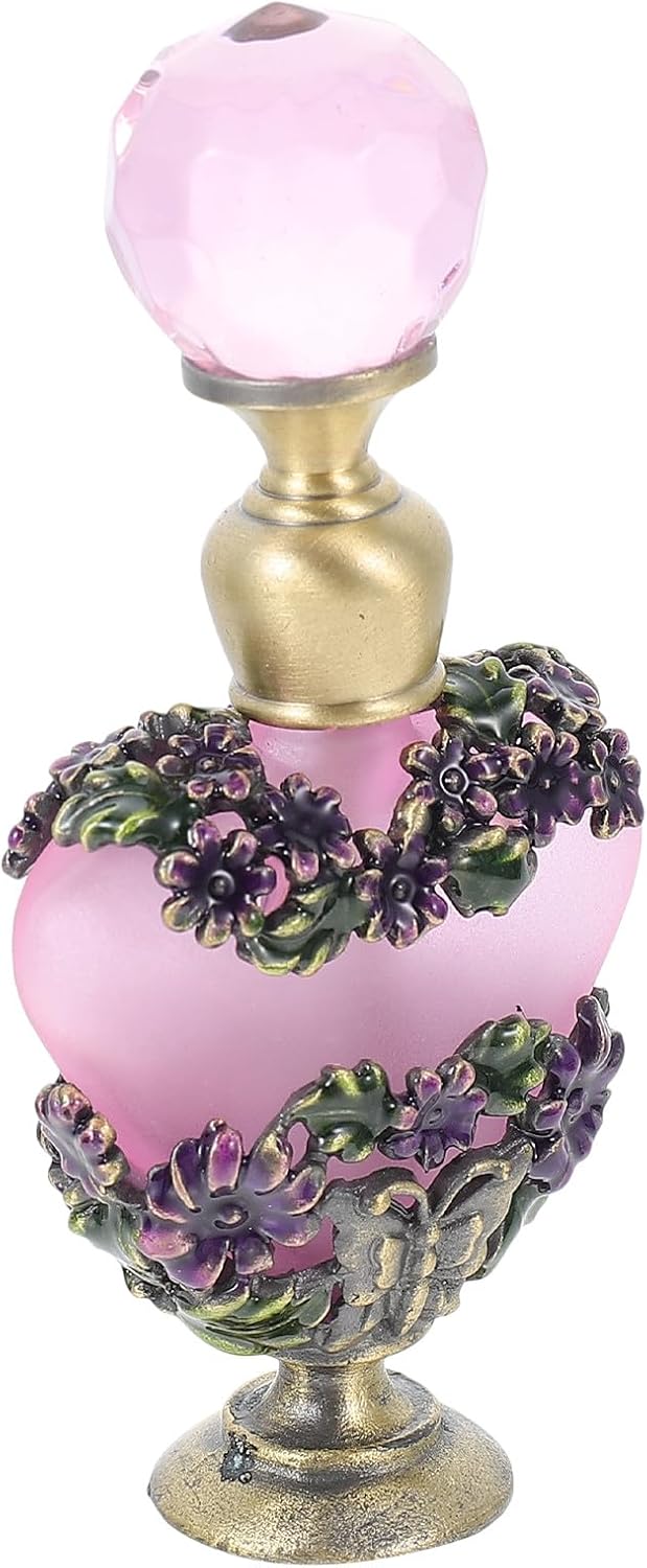 Vintage 5ml Refillable Perfume Bottle Glass Essential Oil Container Butterfly Pattern, Empty Decorative Scent Bottle for Travel and Home Décor