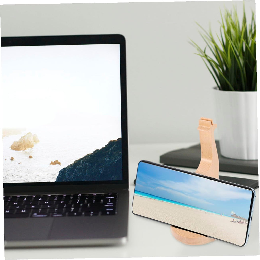 Solid Wood Giraffe Phone Stand Wooden Desk Phone Holder Cartoon Lazy Desktop for Home Office Use