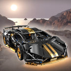Black Race Car Building Blocks, 1:14 Technical Supercar Model Kit