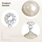 Pearl Stud Earrings for Women, Large Faux Pearl & Sparkling Zircon Wedding Earrings