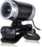 USB 2.0 720p Webcam with Mic and Clip for Teaching Streaming Black Plastic Build, Noise Reduction Mic, 30fps Video, Plug and Play, Teleconference and Photo