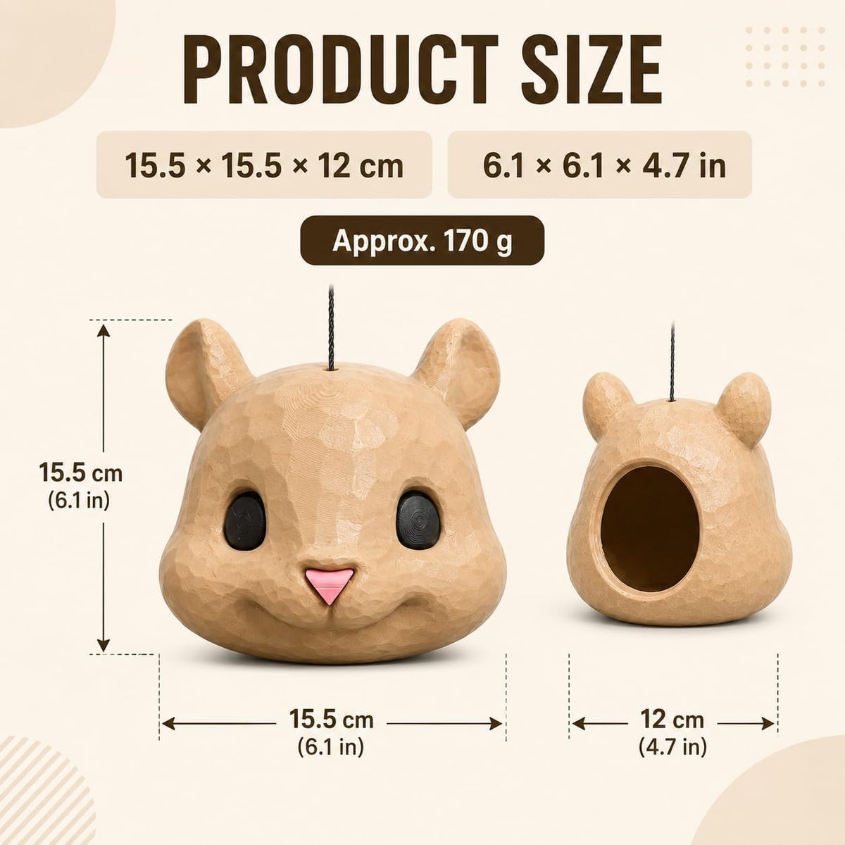 Squirrel Head Feeder, Funny Animal Face Hanging Wildlife Feeder (1) Creates An Amusing Close-Up View While Wildlife Eats, Ideal For Casual Outdoor Watching
