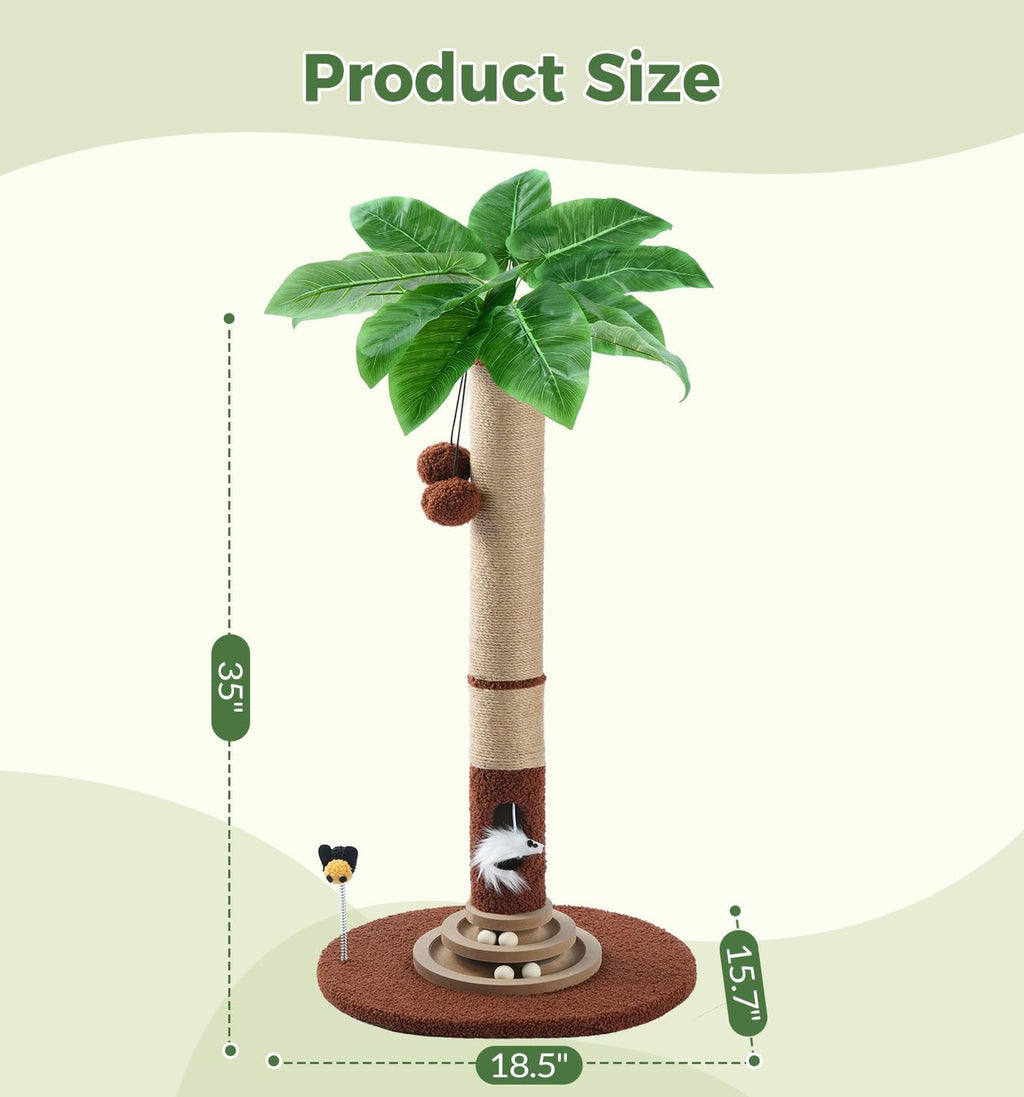 Made4Pets 35" Cat Scratching Post, Interactive Indoor Cat Toy