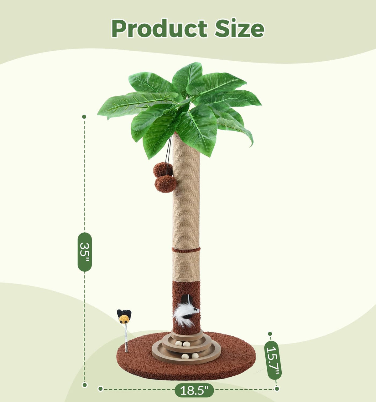 Made4Pets 35" Cat Scratching Post, Interactive Indoor Cat Toy