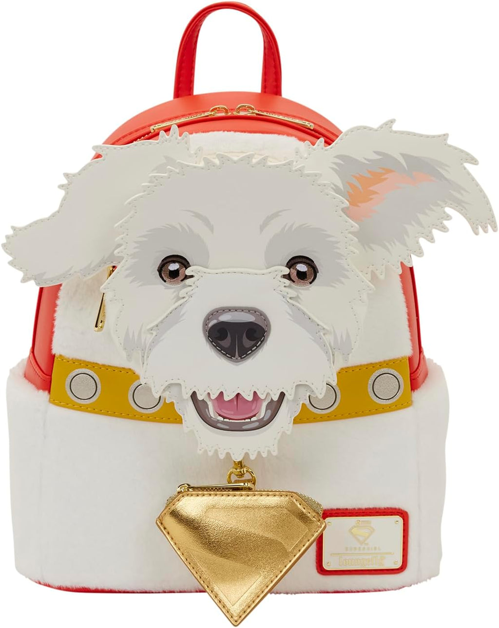 Warner Bros.: DC Supergirl - Krypto - Embroidered Facial Mini Backpack with Coin Bag - Great for Kids & Adults - Collectible Bags