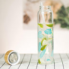 32 oz Glass Water Bottle with Straw, Borosilicate Glass Bottle with Bamboo Lid