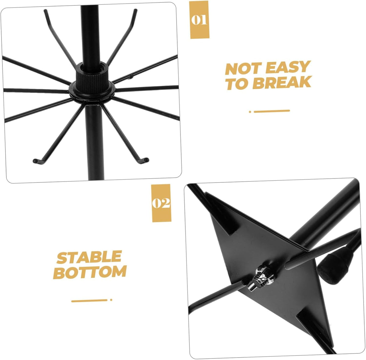 Rotating Jewelry Display Stand Double Tier Iron Rack Black Lightweight Rotating Design, Stable Structure, for Necklaces, Earrings, Bracelets, Organized Storage
