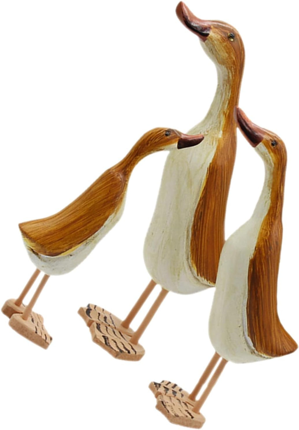 3pcs Wood Duck Figurine Statue, Tabletop Decor for Office Smooth Edges, Comfortable Touch, Safe to Use, Simple Cute Style, Living Room Display