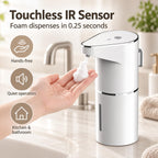 Automatic Foaming Soap Dispenser, Touchless Hand Soap Dispenser 350mL automatic foam soap dispenser with sensor, 3 foam levels and Type-C charging for kitchen and bathroom