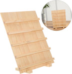 Five Layer Wooden Jewelry Display Stand with Base for Earrings Beige Wood Build, Tiered Layout for Retail and Exhibitions, Visibility, Space Saving Design
