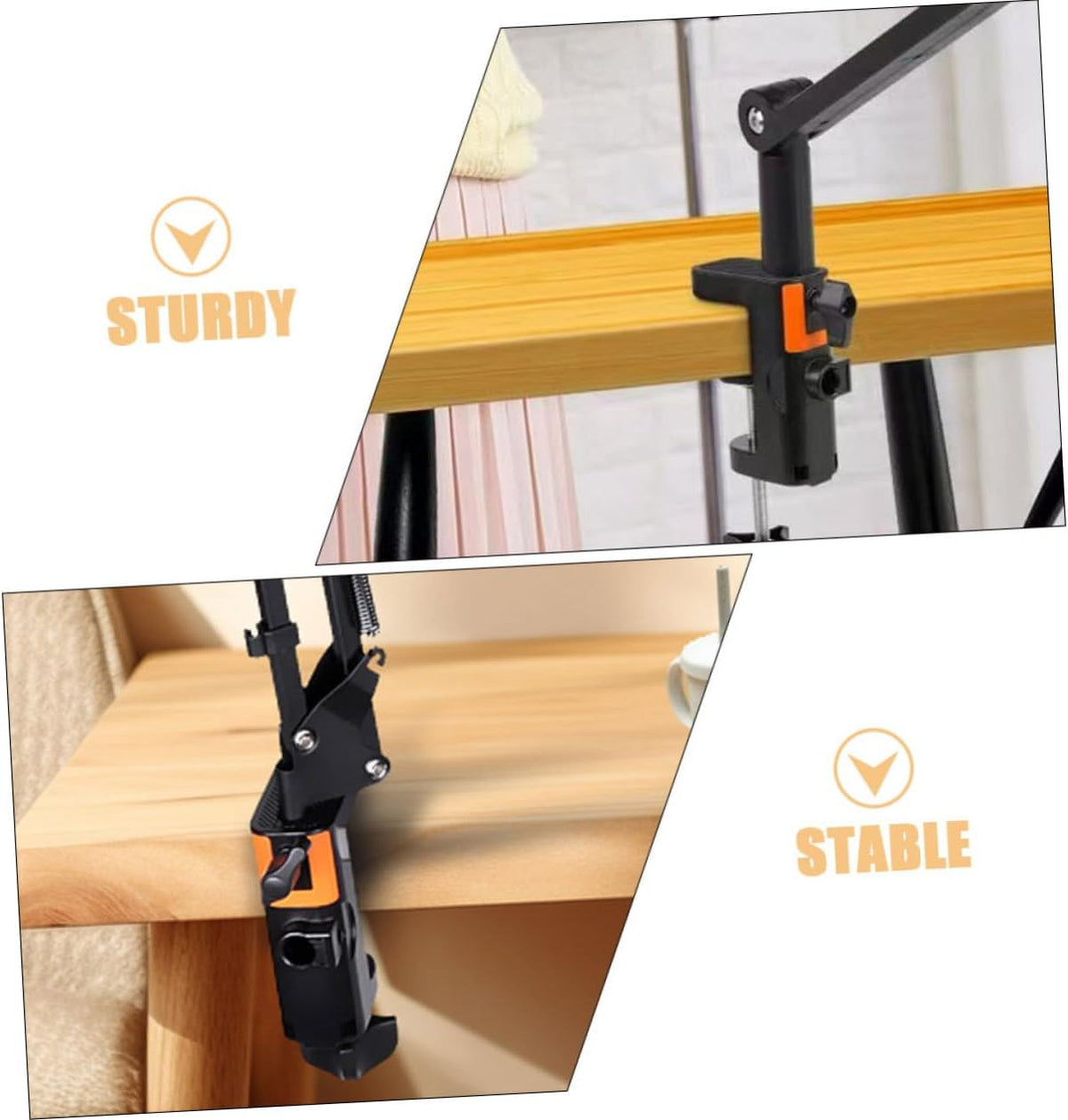 Iron Desktop Bracket Clamp for Microphone Stand Holder Black Iron Build, Non Slip Grip, Adjustable Screws, Desk Mounting Clamp for Home Studio Use