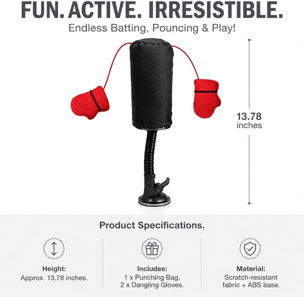 Cat Punching Bag Toy Interactive Suction Cup Toy For Indoor Cats (#3) Interactive cat boxing toy encourages active play and mental stimulation for indoor cats.