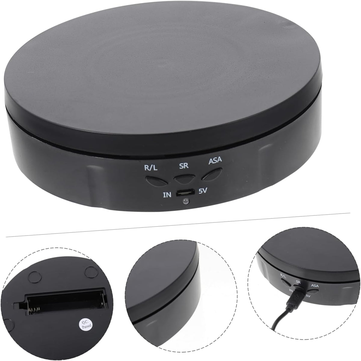 Intelligent Automatic Rotating Display Stand, ABS Black Motorized Turntable Stable Operation, Good Bearing Capacity, Easy to Operate, for Window Display and Advertising Use