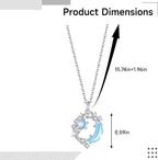 S999 Sterling Silver Moon & Star Necklace, Blue Gemstone Pendant with 17.72-Inch Chain