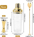 14 oz Clear Glass Cocktail Shaker with Gold Lid, Bartender Kit Cobbler Mixer with Built-In Strainer, Leak-Proof Clear Martini Shaker for Single-Serve Drinks
