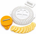 DIY Microwave Potato Chip Maker with Slicer Bowl Set, PP, 23 cm Microwave potato chip maker with slicer bowl set, made of PP and sized 23 cm diameter x 5 cm high for compact DIY snack prep.