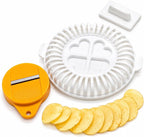 DIY Microwave Potato Chip Maker with Slicer Bowl Set, PP, 23 cm Microwave potato chip maker with slicer bowl set, made of PP and sized 23 cm diameter x 5 cm high for compact DIY snack prep.