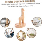 Solid Wood Giraffe Phone Stand Wooden Desk Phone Holder Cartoon Lazy Desktop for Home Office Use
