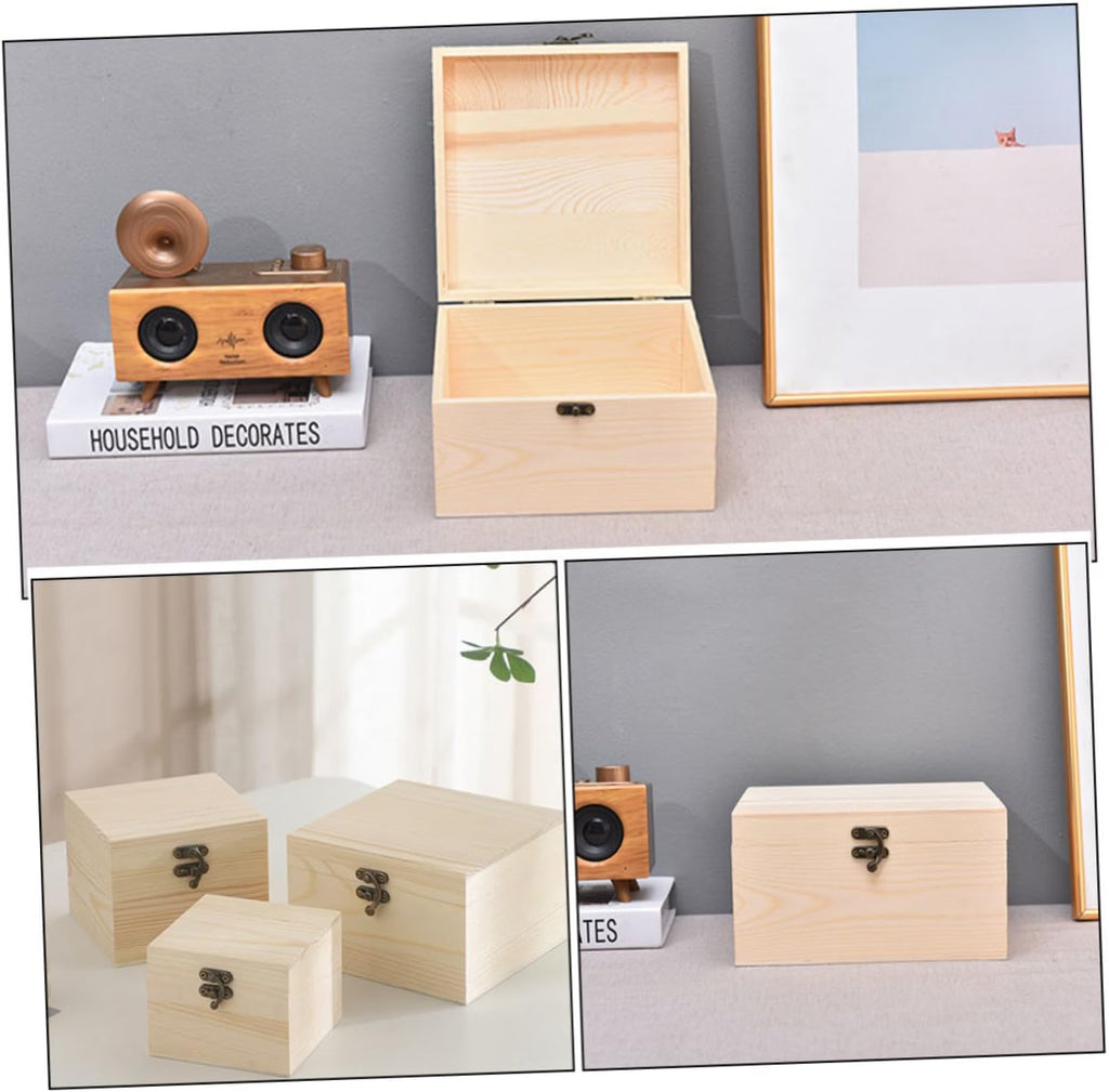 Rustic Wooden Jewelry Box for Diamonds and Pendants, Beige Wear-resistant Organizing Display, Home Bedroom Use, No Burrs Finish, Delicate Decorative Storage