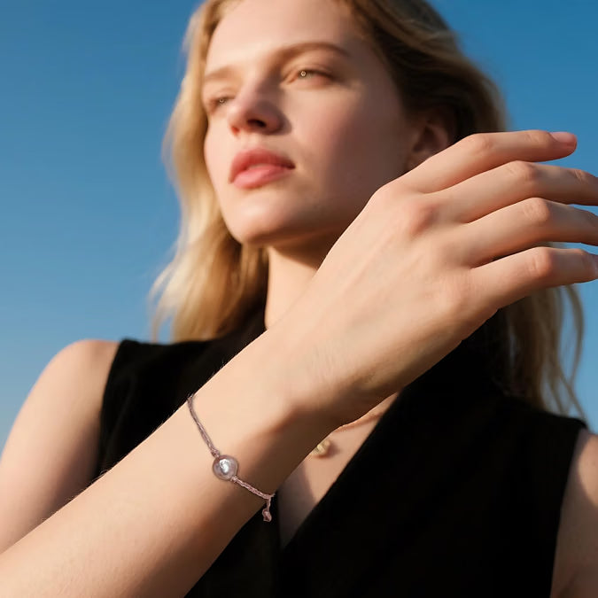 Blush Baroque Pearl Bracelet, Adjustable Pearl Bracelet with Removable Center Pearl & Gift Box