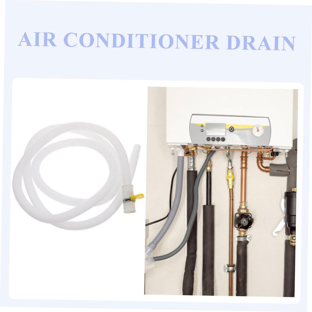 Air Conditioner Drainage Hose with Clamp Flexible Tubing for Units Water Draining Pipe Easy Installation Suitable for Outdoor Use