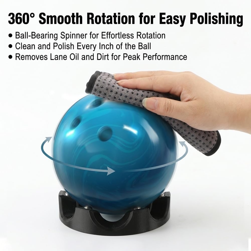 3-in-1 Bowling Basics Accessories Kit, Microfiber Bowling Ball Towel Kit,with Bearing Spinner Holder, Bowlings Ball Cleaner Wipes, Microfiber Bowlings Towel with Easy-Grip Dots